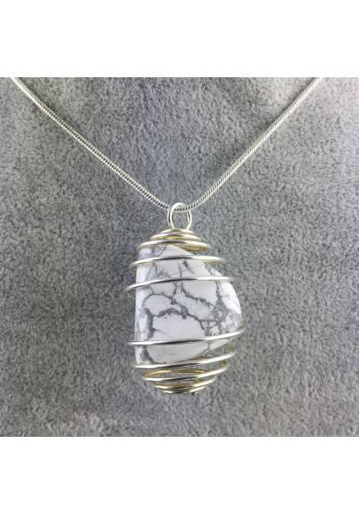 HOWLITE Pendant - SCORPIO Zodiac SILVER Plated Spiral Necklace-1