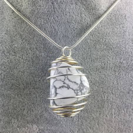 HOWLITE Pendant - SCORPIO Zodiac SILVER Plated Spiral Necklace-1