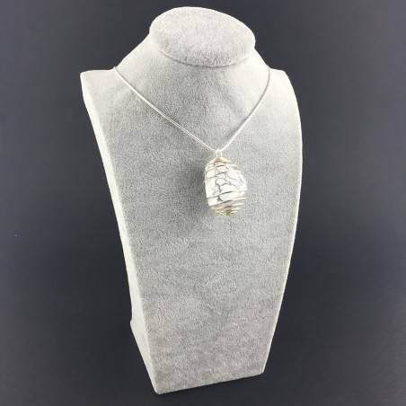 HOWLITE Pendant - SCORPIO Zodiac SILVER Plated Spiral Necklace-2