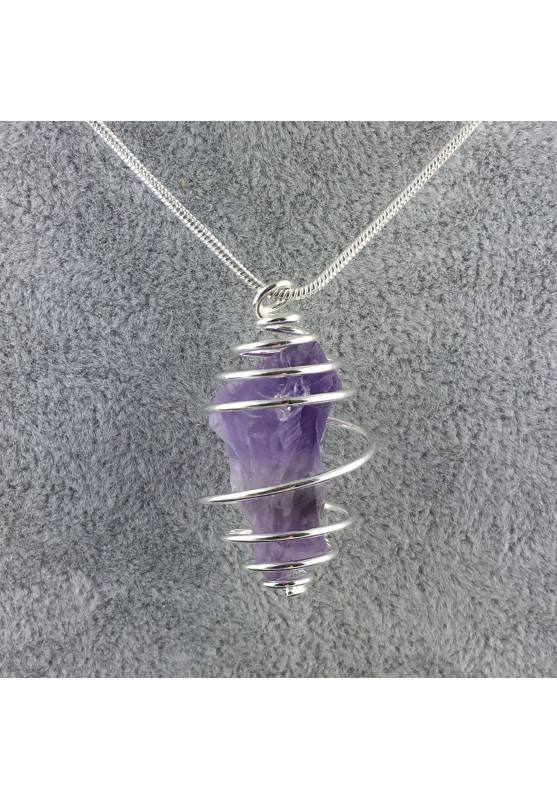 Pendant Point In AMETHYST - SAGITTARIUS Zodiac Silver Plated Spiral A+-1