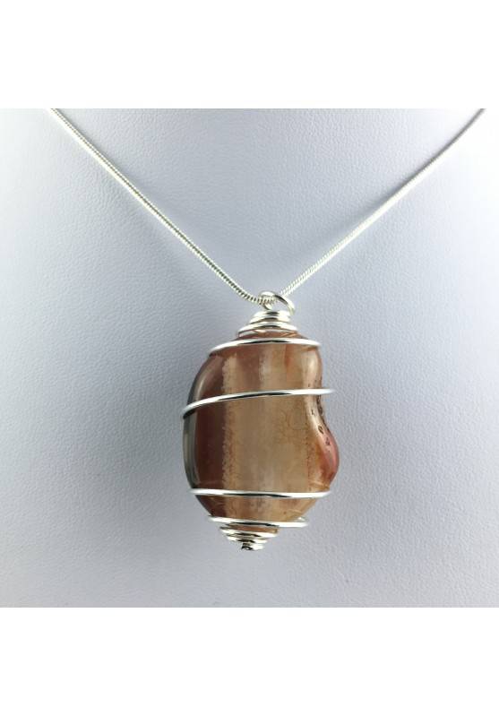 CARNELIAN Pendant AGATE Necklace Hand Made on Silver Plated Spiral-1