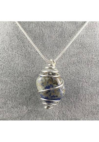 Ciondolo SODALITE BRASILE - VERGINE SAGITTARIO Zodiaco Spirale Argento A+-1