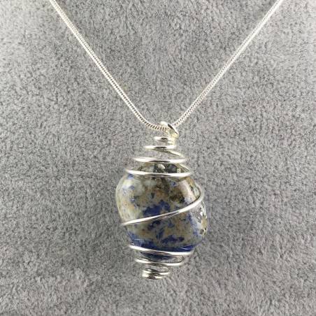 Ciondolo SODALITE BRASILE - VERGINE SAGITTARIO Zodiaco Spirale Argento A+-1