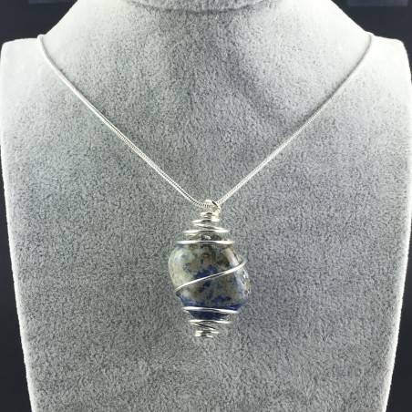 Ciondolo SODALITE BRASILE - VERGINE SAGITTARIO Zodiaco Spirale Argento A+-2