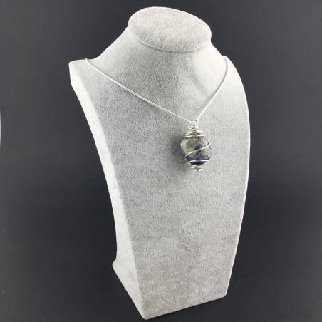 Ciondolo SODALITE BRASILE - VERGINE SAGITTARIO Zodiaco Spirale Argento A+-3