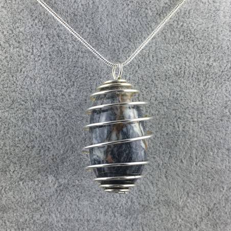 Ciondolo SODALITE BRASILE - VERGINE SAGITTARIO Zodiaco Spirale Argento A+-4