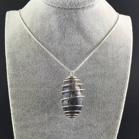 Ciondolo SODALITE BRASILE - VERGINE SAGITTARIO Zodiaco Spirale Argento A+-5