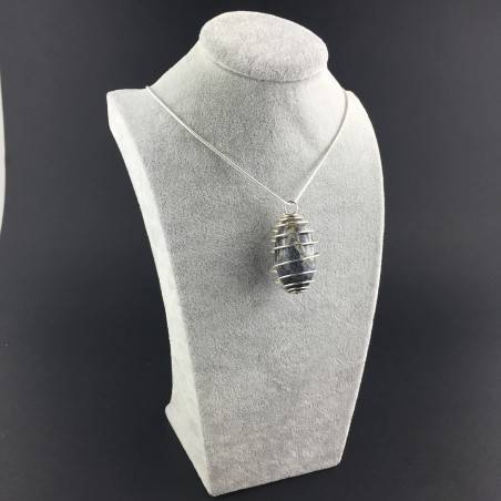 Ciondolo SODALITE BRASILE - VERGINE SAGITTARIO Zodiaco Spirale Argento A+-6