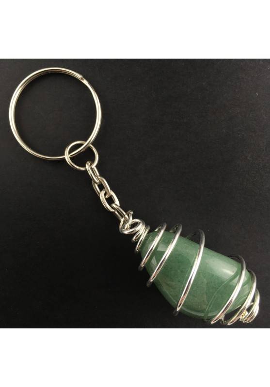 Portachiavi AVVENTURINA VERDE - TORO SAGITTARIO CANCRO Spirale Argento A+-1