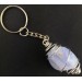 BLUE CHALCEDONY Keychain Keyring - GEMINI SAGITTARIUS Zodiac Silver Plated Spiral-3