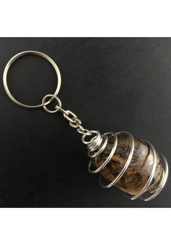 Portachiavi BRONZITE - Regalo Silicato Colore Bruno Spirale Placcata Argento A+-1