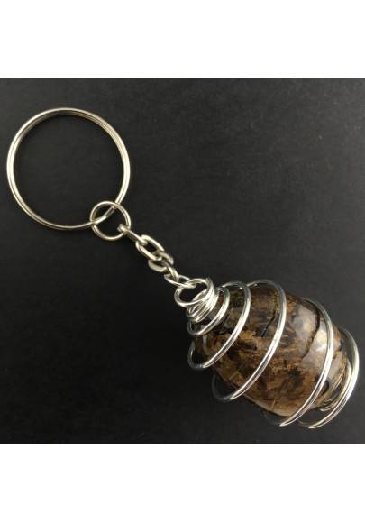 Porte-clés BRONZITE - Cadeau Silicato Couleur Bruno Spirale Plaqué Argent A+-1
