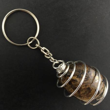 Porte-clés BRONZITE - Cadeau Silicato Couleur Bruno Spirale Plaqué Argent A+-1