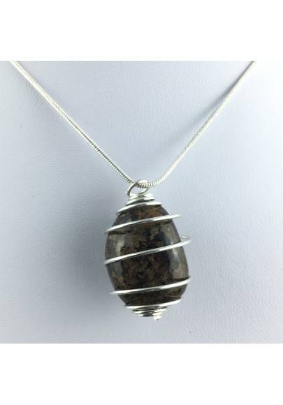 Ciondolo BRONZITE Montata Artigianalmente Spirale Placcata Argento A+-1