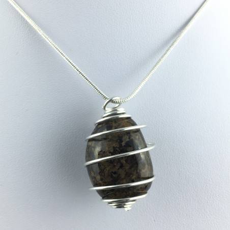 Ciondolo BRONZITE Montata Artigianalmente Spirale Placcata Argento A+-1