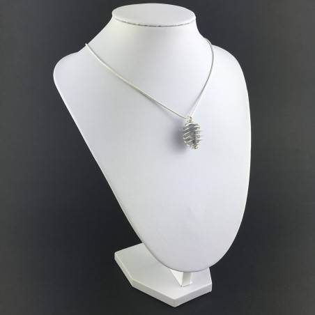 Precious Sapphire Pendant Hand Made on Silver Plated Spiral Necklace A+-3