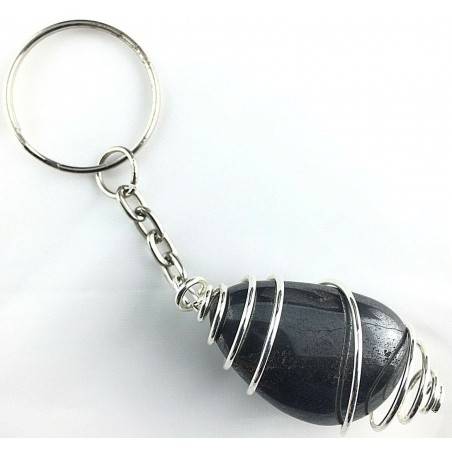 Portachiavi EMATITE Montata Artigianalmente Spirale Placcata Argento A+-1