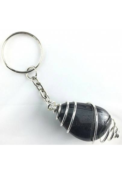 Porte-clés Hématite - SCORPION LION Zodeaco Spirale Plaqué Argent A+-1