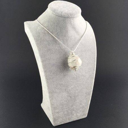 White LABRADORITE Moon STONE PENDANT - GEMINI Zodiac Silver A+-3