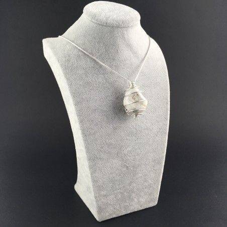 White LABRADORITE Moon STONE PENDANT - GEMINI Zodiac Silver A+-6