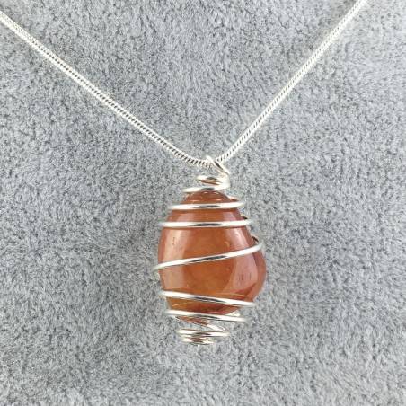 Pendant in CARNELIAN - LEO CANCER TAURUS Zodiac Silver Plated Spiral A+-1