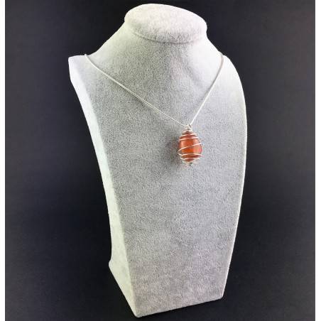 Pendant in CARNELIAN - LEO CANCER TAURUS Zodiac Silver Plated Spiral A+-3