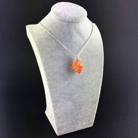 Pendant in CARNELIAN - LEO CANCER TAURUS Zodiac Silver Plated Spiral A+-6