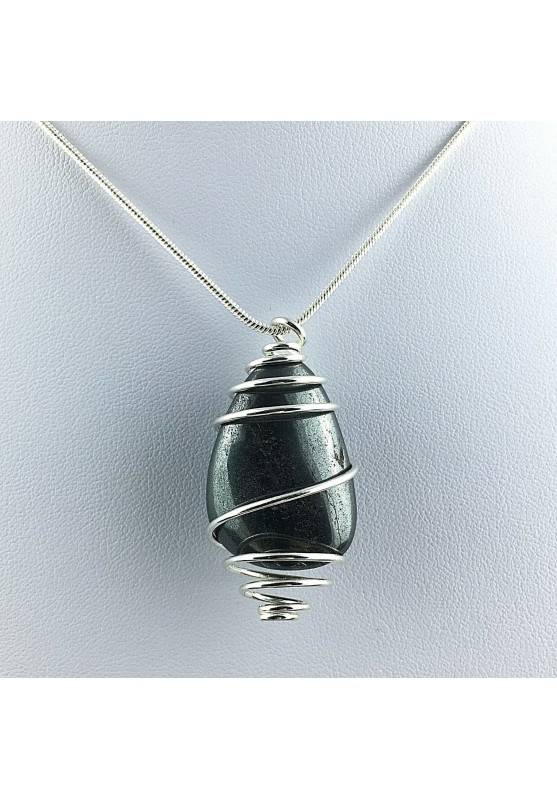 Colgante HEMATITE - LEO ESCORPIO Zodiaco Espiral Baño de Plata A+-1