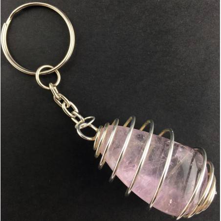 Portachiavi FLUORITE MISTA Montata Artigianalmente Spirale Placcata Argento A+-2