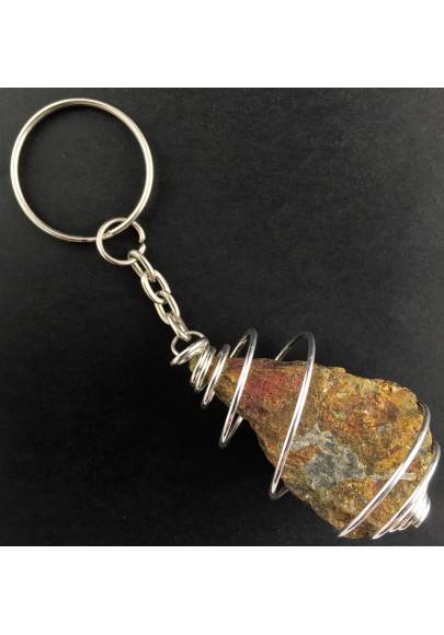 Portachiavi CALLO PIRITE GREZZA - CAPRICORNO Zodiaco Spirale Placcata Argento-1