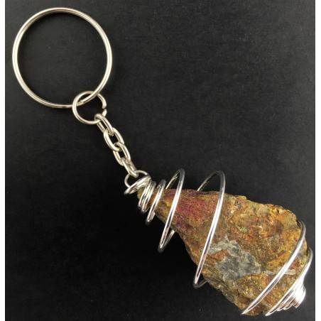 Portachiavi CALLO PIRITE GREZZA - CAPRICORNO Zodiaco Spirale Placcata Argento-1