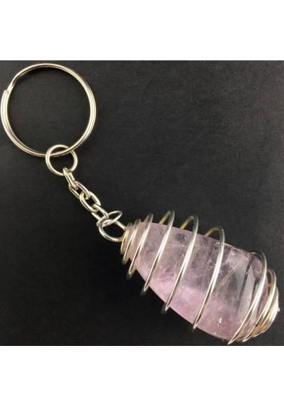 Rainbow FLUORITE Keychain Keyring - CAPRICORN Zodiac Silver Plated Spiral A+-1