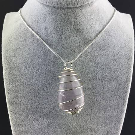 Ciondolo FLUORITE MISTA Montato Artigianalmente Spirale Placcata Argento Collana-6