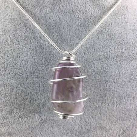 Ciondolo FLUORITE MISTA Montato Artigianalmente Spirale Placcata Argento Collana-4
