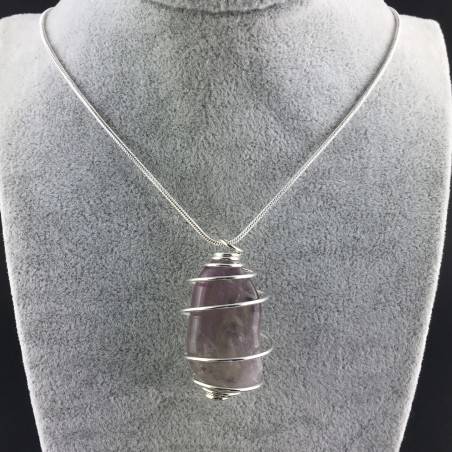 Ciondolo FLUORITE MISTA Montato Artigianalmente Spirale Placcata Argento Collana-8