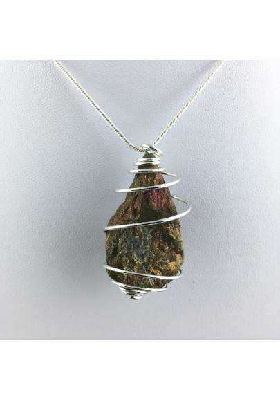 Ciondolo CALLO PIRITE GREZZA - CAPRICORNO Zodiaco Spirale Placcata Argento A+-1