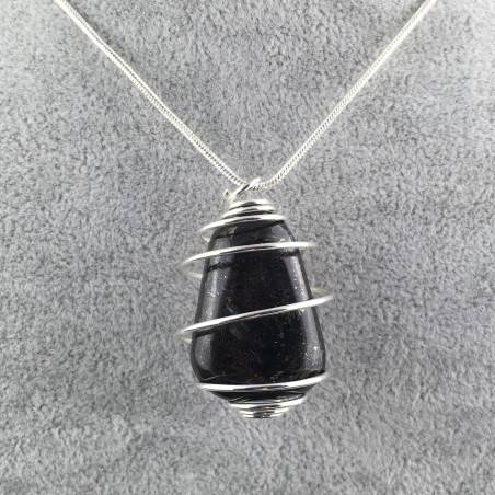 ASTROPHYLLITE Handmade Pendant Silver in Plated Spiral Necklace Minerals Chakra-1
