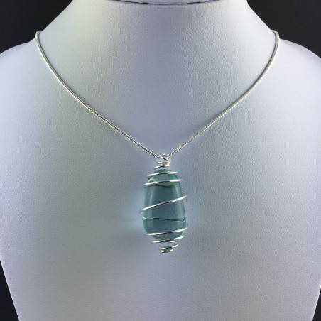 Ciondolo OSSIDIANA NOBILE Montato Artigianalmente Spirale Placcata Argento A+-5