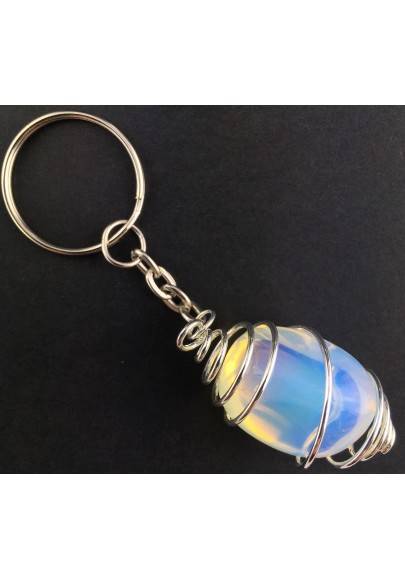 Llavero ÓPALITA Hecho a mano en Espiral Baño de Plata Regalo A+-1