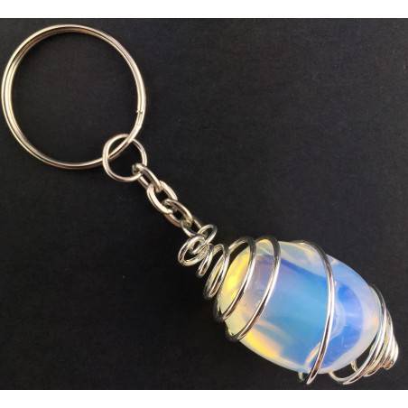 Llavero ÓPALITA Hecho a mano en Espiral Baño de Plata Regalo A+-1