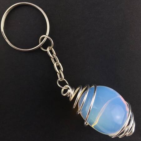 Llavero ÓPALITA Hecho a mano en Espiral Baño de Plata Regalo A+-2