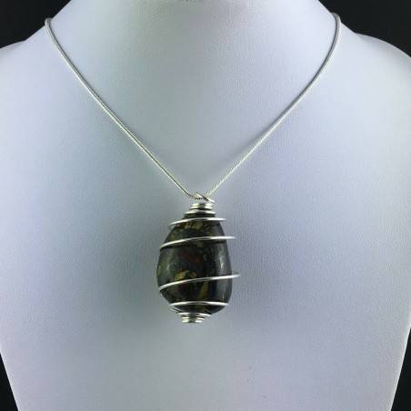 Ciondolo Tigre di Ferro occhio di tigre ferroso spirale placcata argento-2