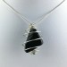 Black Obsidian Tumbled Stones Pendant - CAPRICORN Zodiac Silver Plated Spiral A+-1
