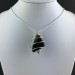 Black Obsidian Tumbled Stones Pendant - CAPRICORN Zodiac Silver Plated Spiral A+-2