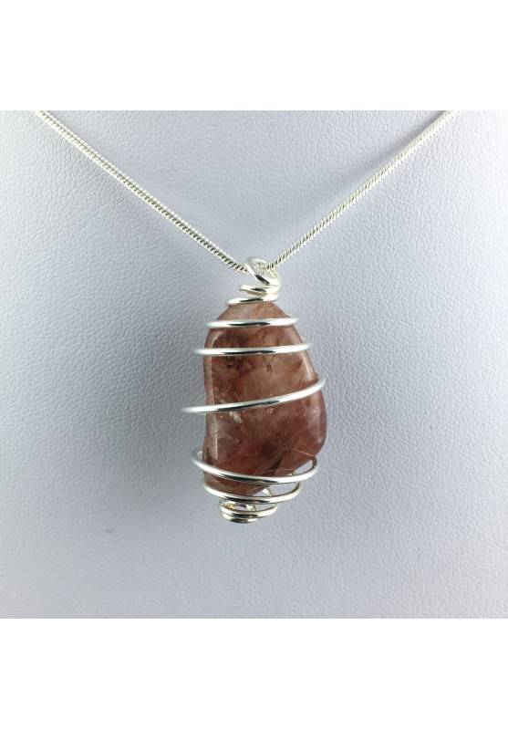 Pendant in HEMATOID QUARTZ - CANCER Zodiac Silver Plated Spiral Gift Idea A+-1