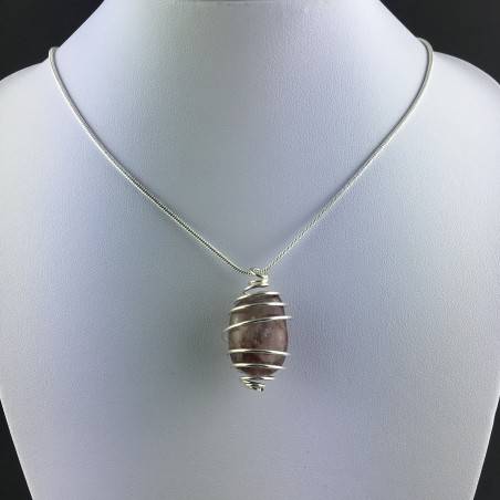 Pendentif Quartz HÉMATOÏDE - CANCER Zodeaco Spirale Plaqué Argent Cadeau A+-5