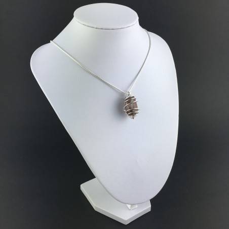 Pendentif Quartz HÉMATOÏDE - CANCER Zodeaco Spirale Plaqué Argent Cadeau A+-6