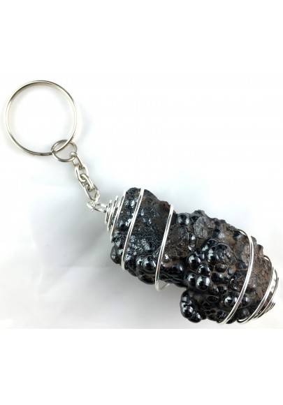 Llavero HEMATITE BOTROIDAL - ESCORPIO Zodiaco Espiral Baño de Plata-1