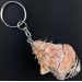 Rough ORANGE CALCITE Keychain Keyring - VIRGO SAGITTARIUS Zodiac Silver A+-1