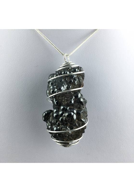 Ciondolo EMATITE MAMMELLARE Montata Artigianalmente Spirale Placcata Argento A+-1
